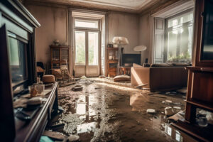Water damaged living room